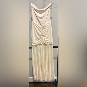 Meshki Slinky And Mesh Maxi Dress - Ivory